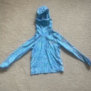 Toddler girls XS Coolibar Fishing SPF 50 long sleeve top turquoise blue like new